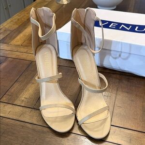 VENUS Women's Beige Strappy Heels